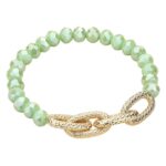 Metal Link Accented Faceted Beaded Stretch Bracelet - Image 3