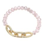 Metal Link Accented Faceted Beaded Stretch Bracelet - Image 4
