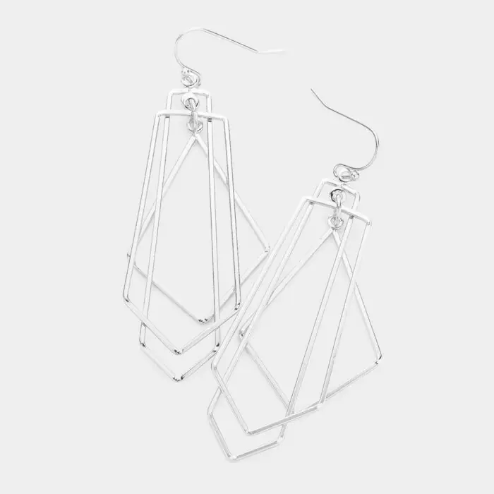 Geometric Open Metal Layered Earrings - Image 1