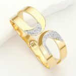 Stainless Steel Stone Paved Hinged Bracelet - Image 2