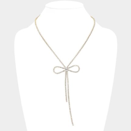 Rhinestone Bow  Evening Choker Necklace
