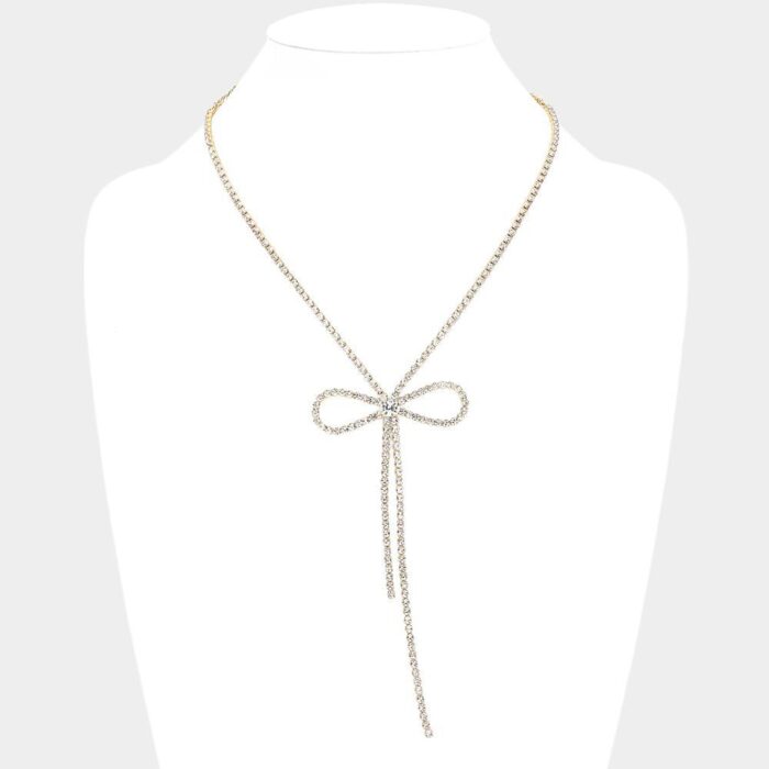 Rhinestone Bow  Evening Choker Necklace - Image 1