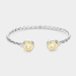 14K Gold Plated Quartz Stone Braided Cuff - Image 2