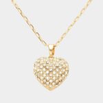Stone Paved Heart Pendant Necklace