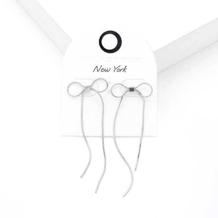 Secret Box_Metal Chain Bow Earrings - Image 1