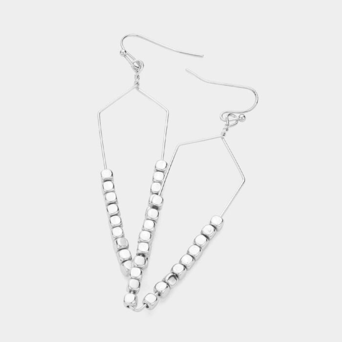 Metal Beaded Abstract Dangle Earrings - Image 1
