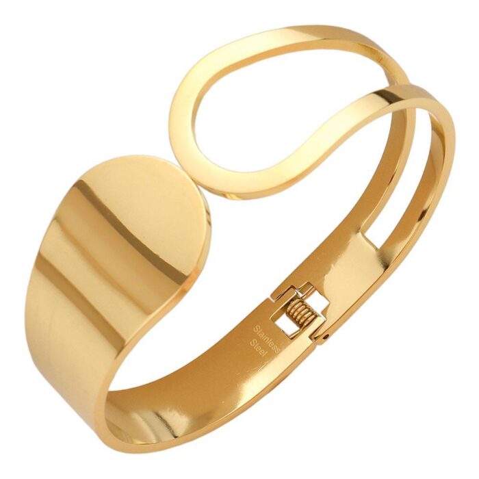 Stainless Steel Abstract Hinged Bracelet - Image 2