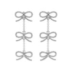 Hypoallergenic Titanium Post Textured Bow Link Dropdown Earrings