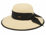 Paper Straw Sun Floppy Hat w/Grosgrain Band & Fabric Edge - Image 4