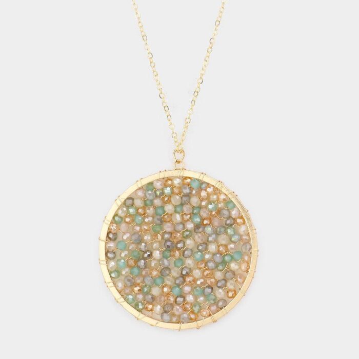 Faceted Bead Wrapped Long Pendant - Image 1