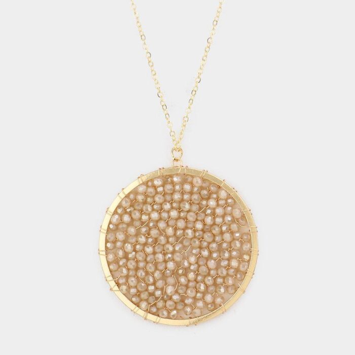 Faceted Bead Wrapped Long Pendant - Image 4