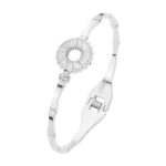 Stainless Steel Stone Embellished  Hinged Bangle