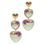 Crystal Double Heart Link Dropdown Earrings - Image 2