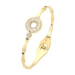 Stainless Steel Stone Embellished  Hinged Bangle - Image 2
