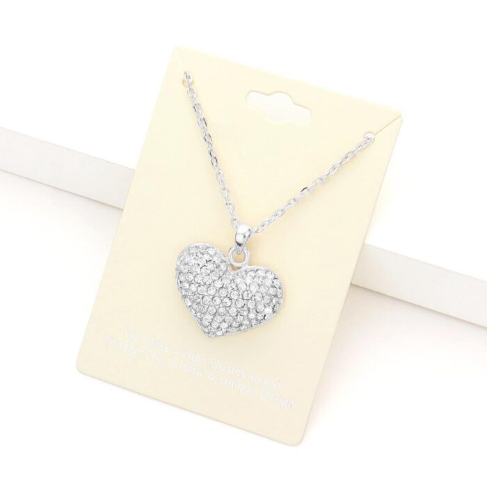 Rhinestone Embellished Heart Pendant - Image 1