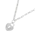 Stone Paved Heart With Lock Pendant