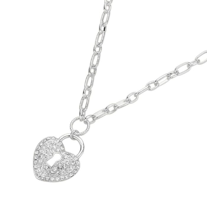 Stone Paved Heart With Lock Pendant - Image 1