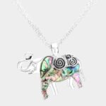 Abalone Elephant Pendant With Triple Chain