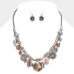 Antiqued Sunflowers & Butterfly Necklace & Earring Set - Image 3
