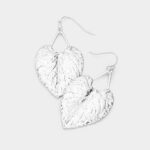 Textured Metal Leaf  Earrings - Image 2