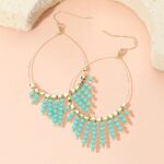 Faceted Bead Fringe Teardrop Earrings - Image 2