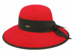 Paper Straw Sun Floppy Hat w/Grosgrain Band & Fabric Edge - Image 2