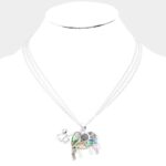 Abalone Elephant Pendant With Triple Chain - Image 2