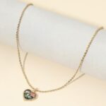 Butterfly Flower Enamel Heart Pendant - Image 2