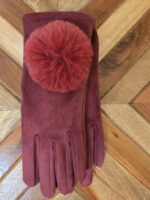 Touch Screen Gloves-Faux Fur Pom Pom - Image 2