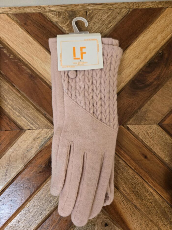 Cable Knit Button Smart Touch Gloves - Image 2