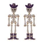 Western Cowboy Halloween Skeleton Earrings
