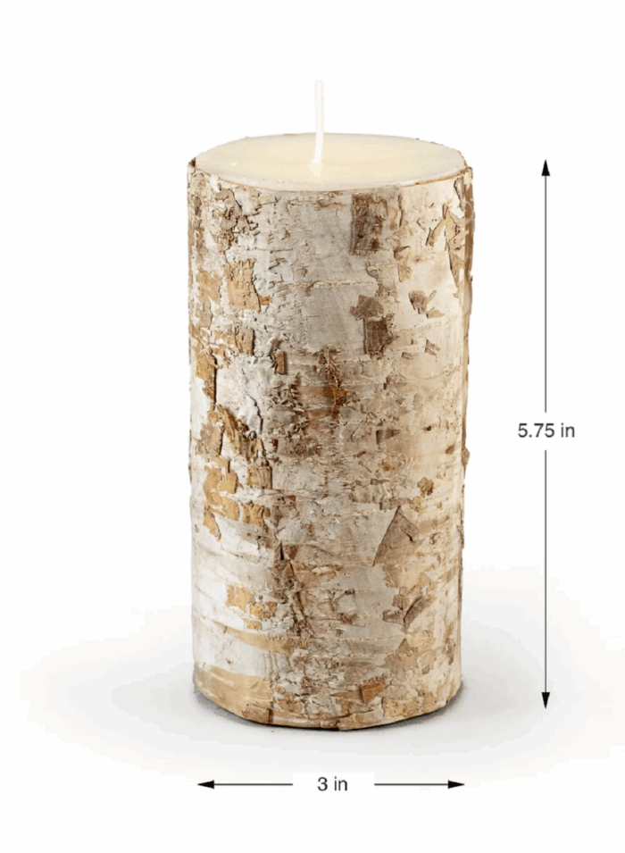 Birch Bark Pillar Candle Set Of 2 - Image 1