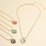Butterfly Flower Enamel Heart Pendant