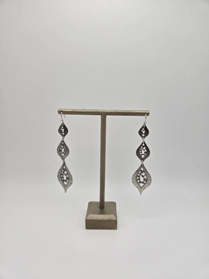 Silver Triple Dangle Earrings - Image 1